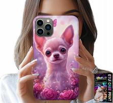 Etui Do Iphone 12 Pro - Słodka Chihuahua Na Różowym Tle Kwiatami