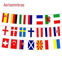 Aerlxemrbrae  14*21cm  Vėliavėlių girlianda  32 pasaulio šalys tautų vėliavėlės mažos vėliavėlės  kabinti vėliavėlės 14 x 21cm  32pcs balta