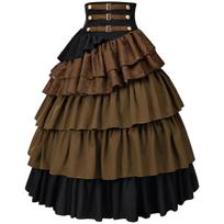 Women's Steampunk High-Waisted Ruffled Skirt for Cosplay S