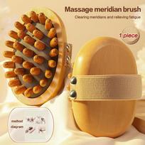 Meridian Brush Multi-Functional Wooden Spa Air Cushion Massage Hair Comb Scalp Body Massage Brush Body Anti Cellulite Cushion geltona