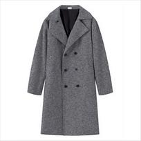 Men's Double-breasted Woolen Windbreaker Mid-length Slim Casual Woolen Coat M tamsiai pilka spalva