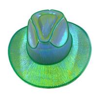 Cowgirl Hat Wireless Disco Luminous Colorful LED Glowing Light Bar Cap Unisex Hip Hop Style Bachelorette Party Supplies Flashing Neon Western Cowboy žalia