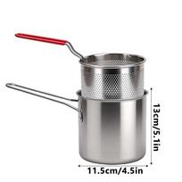 304 Stainless Steel Deep Fryer with Frying Basket Multifunction Small Pot Kitchen Specific Frying Chicken and Other Cooking Tool
