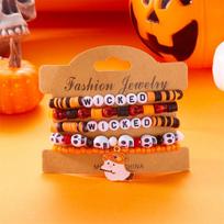 Gothic Halloween Spider Ghost Bead Bracelet for Women Wicked Pumpkin Death God Bat Mummy Spooky Boo Elastic Chain Party Jewelry