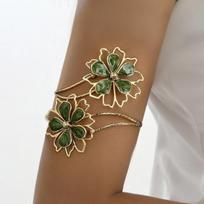 Exaggerated Enamel Hollow Flower Bracelets Arm Cuff For Women Men Bohemian Elegant Floral Opening Bangles Summer Beach Jewelry
