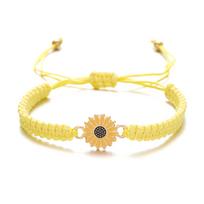Korea Fashion Lucky Knot Sunflower Bracelets For Women Men Charm Woven Handmade Bangles Braided Adjustable Jewelry Birthday Gift