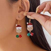 Christmas Snowman Colorful Drop Earrings for Women Crystal Sparking Xmas Santa Claus Dangle Earring Festival Gift Party Gift