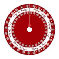 Red Swirl Design Christmas Tree Skirt Polyester Fabric Material Xmas Tree Mat Round Shape Flowers Pattern Tree Foot Cover 75cm raudona
