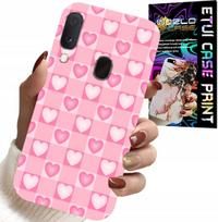 Etui Do Samsung Galaxy A20E - Serca Kratka Różowa Obudowa Case + Szkło