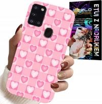 Etui Do Samsung Galaxy A21S - Serca Kratka Różowa Obudowa Case + Szkło