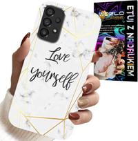 Etui Do Samsung Galaxy A23 5G - Biały Marmurek W Złote Ramki Love You