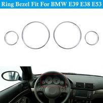 4 vnt./komplektas chromuoti ABS prietaisų skydelio žiedo apdailos elementai, tinkami BMW E38 1994-2001 / E39 1995-2004 / E53 1999-2006