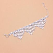 Boho Rhinestone Tennis Chain Anklet Foot Wholesale Jewelry Simple Chain Leg Anklet Bracelet Party Beach Accessories gray
