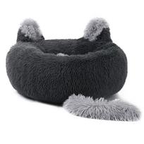 Cat Kennel  Rabbit Ear Pet Kennel  Dog Bed  Winter Warm Mat Dog Mat  Pet Supplies 40CM black