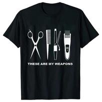Barber Weapons Tee Shirt Mwn Short Sleeve Tops O-Neck Heartbeat of Hairdresser Oversized T-shirt Men's Clothing Scissors Tops S juoda