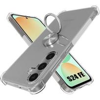 Protective Case - BOOLING - for Samsung Galaxy S24 FE - Flexible - Transparent - 360° Rotating Ring Stand skaidri