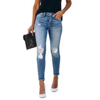 Women's Denim Classic Versatile High Waist Fashionable Trousers L dangaus mėlyna spalva