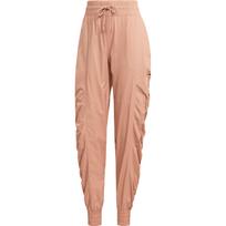 Adidas Truecasuals austos kelnės aukštu juosmeniu ir raišteliais užtraukiamais galais moteriški apatiniai šviesiai abrikosiniai HY6274 XXS