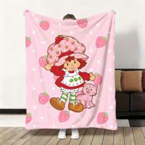 Cartoon S-Strawberry Shortcake Throw Soft Flannel Blanket Warm Knee Skin-Friendly Throw for Sofa Office Bed Winter Oversize 75x90cm