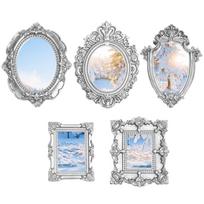 5 Pieces Vintage Mini Picture Frames Small Resin Photo Frames DIY Jewelry Display Miniature Silver Picture Frames Decorations China Mainland