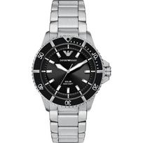 Emporio Armani World Explorer Juodas ciferblatas Nerūdijančio plieno Vyriškas saulės energijos kvarcinis laikrodis AR11787 juoda