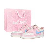 Nike Court Vision Pink Mist Maris Sal Synthetic Leather Slip Resistant And Breathable Low top Skateboard Shoes Women's IM1652-200(Team2339-) 40