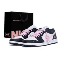 Jordan Air Jordan 1 Abrasion Resistant Low top Vintage Basketball Shoes Unisex Black Pink 553558-165(Team1534-GBAG) 42.5