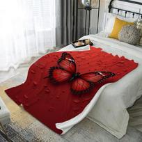 Red Butterfly Pattern Microfiber Flannel Cover Blanket Bedroom Living Room Sofa Soft And Comfortable Home Decoration 100cmx150cm