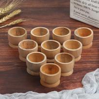 10Pcs/Set  Unpainted Portable Kitchen Tool Egg Cup Wood Storage Holders Egg Tray one size