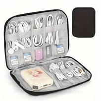 Travel Cable Organizer Pouch 1pc, Multi Pocket Electronics Bag for Charger Power Bank Memory Card, Portable Tech Case S