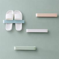 Bathroom Wall-Mounted Space-Saving Shoe Rack with Traceless Sticker 25x5.6x3.5cm rožinė