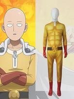 One-Punch Man Saitama-Style Children's Halloween Costume Jumpsuit with Cape 130 cm