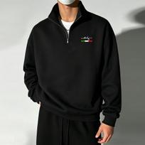 Men's Half-Zip Hoodie, Simple and Stylish Printed Stand-Up Collar Hoodie, Casual Long-Sleeve Fleece Stand-Up Collar Hoodie, Men's Quarter-Zip Hoodie L juoda