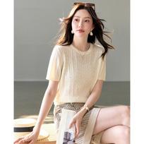 TERRE BLEUE Women's Casual Knit T-Shirt F abrikosas