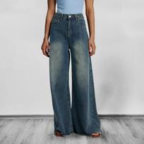 Millennium Feng Shui Wash Retro Wide-leg Jeans Loose Hanging Elephant Leg Mop Pants L