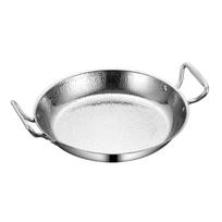 Stainless Steel Hammer Grain Seafood Paella Pan Flat Bottom Thickened Seafood Rice Pot Gold/Silver Binaural Handle Noodle Pot (Silver,21 cm-8.27 in) sidabras
