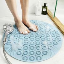 PVC Round Massage Bath Mat Non-Slip Shower Mat Bathroom Mat Machine Washable Shower Mat Bathtub Mat with Drainage Holes and Suction Cups,55x55cm,Blue
