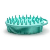 2-in-1 Silicone Body Scrubber - Bath Shower Body Brush And Shampoo Brush Scalp Massager Exfoliator, Deep Cleanse Skin & Hair, Lathers Well, Easy To Cl