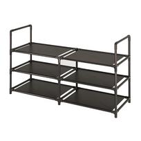 Shoe Rack 3 Tier Long Storage Organizer Wide Metal Shoe Shelf for Closet Entryway Black Dustproof Storage Rack, Dormitory Iron S