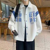 Versatile Hong Kong Style Trendy Ins Short Lapel Contrast Shirt Jacket for Teenagers Loose and Casual M