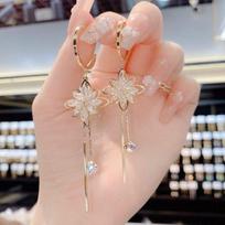 Gold Plated Crystal Leaf Tassel Drop Earrings for Women Shiny Zircon Flower Dangle Earring Wedding Party Jewelry Gift Y2k