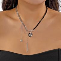 Vintage Heart Star Irregular Stone Beads Chain Tassel Necklace For Women Men Romantic Heart Clavicle Chain Trendy Daily Jewelry