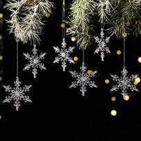 Acrylic Christmas Snowflakes Transparent DIY Acrylic Snowflake Crystal Snowflake Hanging Xmas Tree Ornaments Home Decoration