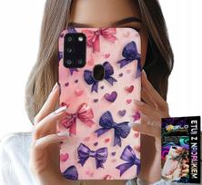 Etui Do Samsung Galaxy A21S - Kolorowe Wstążki Wstążka Wzory + Szkło