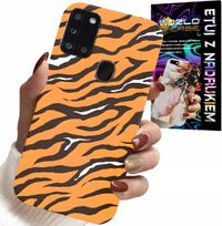 Etui Do Samsung Galaxy A21S - Plecki W Tygrysie Paski Pokrowiec +Szkło