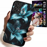 Etui Do Samsung Galaxy A23 5G - Turkusowe Lilie Kwiaty Obudowa + Szkło