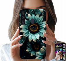 Etui Do Samsung Galaxy A21 - Niebieska Gerbera Stokrotka Kwiat +Folia