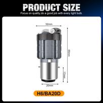 1Pc 30000Lm H4 LED Moto H6 BA20D LED Motorcycle Headlight Bulb CSP Double Projector Lens White Yellow Hi Lo Lamp Scooter Accessories Light DC 12V BA20D H6 balta