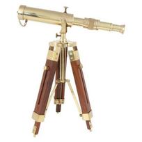 Žalvarinis teleskopas ant trikojo stovo darbalaukyje Karališkoji išvaizda Finish Spyglass Gražus jūrinis medinis stovas Namų dekoro dovana kiekvienam Londone..