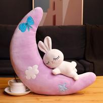 30/50/70cm Cute Moon Bunny Plush Toy Stuffed Dolls Soft Sleep Pillow for Kids Girl Birthday Home Decor Baby Appease Pillow Gift about 30cm violetinė